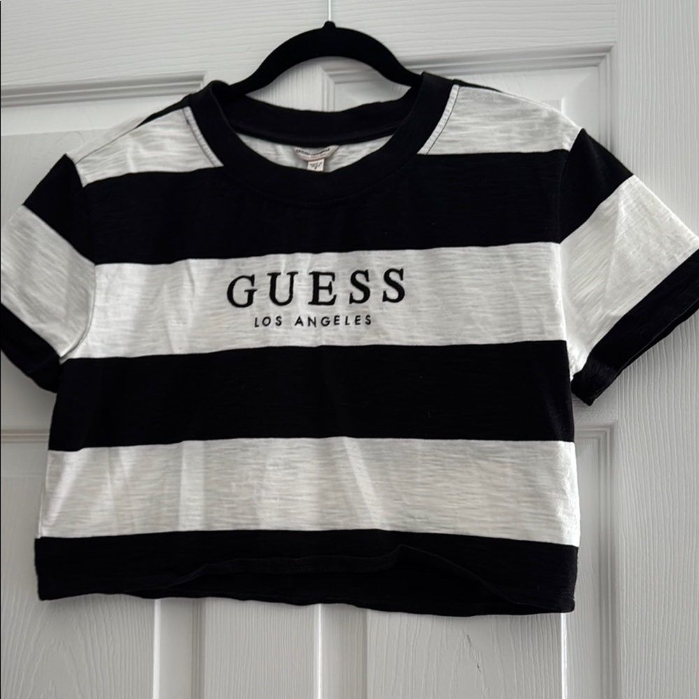 GUESS Striped Black and White Tee